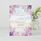 Invitation Mariage Peint au Lilas Rose (Debout devant)
