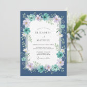 Invitation Mariage peint au lilas sarcelle de minuit (Debout devant)