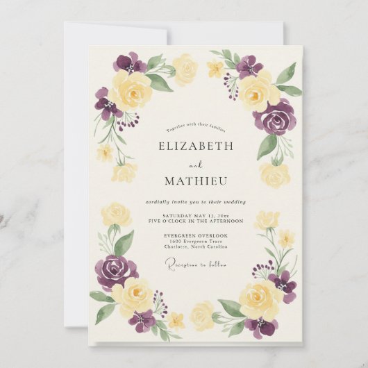 Invitation Mariage peint au maïs violet (Devant)