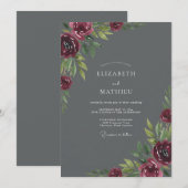 Invitation Mariage Peint au Marron Charbon (Devant / Derrière)