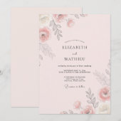 Invitation Mariage peint au pêche tendre (Devant / Derrière)