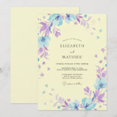 Invitation Mariage Peint au Periwinkle Beurre (Devant / Derrière)