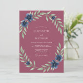 Invitation Mariage Peint au Plum Saphir (Debout devant)
