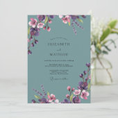 Invitation Mariage Peint au Plum Slate (Debout devant)