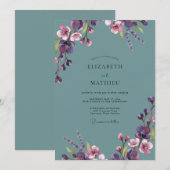 Invitation Mariage Peint au Plum Slate (Devant / Derrière)