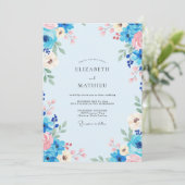 Invitation Mariage Peint au Rose Bleuet (Debout devant)