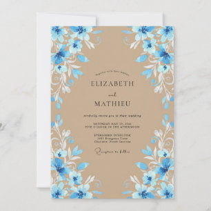 Invitation Mariage Peint au Sable de Bleuet