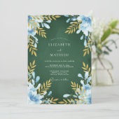 Invitation Mariage peint au safran sarcelle (Debout devant)