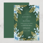 Invitation Mariage peint au safran sarcelle (Devant / Derrière)