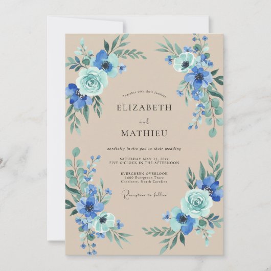 Invitation Mariage Peint au Taupe Saphir (Devant)