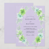 Invitation Mariage Peint au Vert Citron Pervenche (Devant / Derrière)
