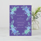 Invitation Mariage Peint au Violet Menthe (Debout devant)