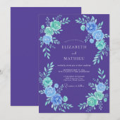 Invitation Mariage Peint au Violet Menthe (Devant / Derrière)