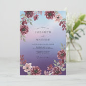 Invitation Mariage Peint au Violet Prune (Debout devant)