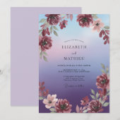 Invitation Mariage Peint au Violet Prune (Devant / Derrière)