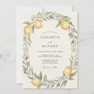 Invitation Mariage Peint aux Olives et Citrons