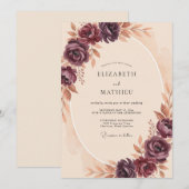 Invitation Mariage Peint aux Prunes Bourguignonnes (Devant / Derrière)