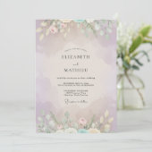 Invitation Mariage Peint aux Tons Lilas et Menthe (Debout devant)