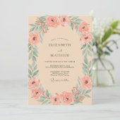 Invitation Mariage peint avec feuillage d'abricot (Debout devant)