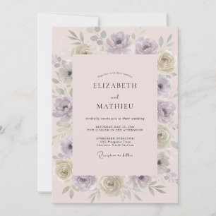 Invitation Mariage peint avec une touche de mauve
