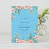 Invitation Mariage peint azur corail (Debout devant)