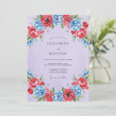 Invitation Mariage peint azur cramoisi (Debout devant)