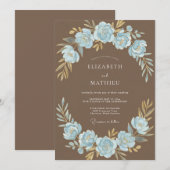 Invitation Mariage peint azur taupe (Devant / Derrière)