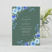Invitation Mariage peint Azure Sage (Debout devant)
