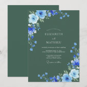 Invitation Mariage peint Azure Sage (Devant / Derrière)