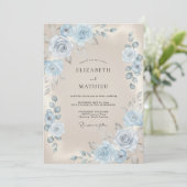 Invitation Mariage peint bleu ciel (Debout devant)
