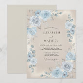 Invitation Mariage peint bleu ciel (Devant / Derrière)