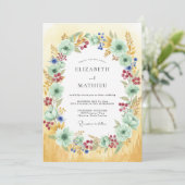Invitation Mariage peint bordeaux menthe (Debout devant)