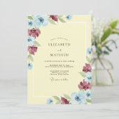 Invitation Mariage peint Burgundy Primrose (Debout devant)
