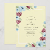 Invitation Mariage peint Burgundy Primrose (Devant / Derrière)