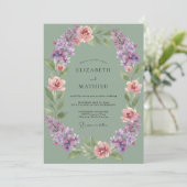 Invitation Mariage peint Céladon Améthyste (Debout devant)
