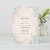 Invitation Mariage Peint Champagne Doré Aqua (Debout devant)