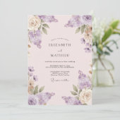 Invitation Mariage Peint Champagne Mauve (Debout devant)