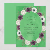 Invitation Mariage peint chartreuse pourpre (Devant / Derrière)