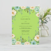 Invitation Mariage Peint Chartreuse Sarcelle (Debout devant)