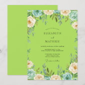 Invitation Mariage Peint Chartreuse Sarcelle (Devant / Derrière)