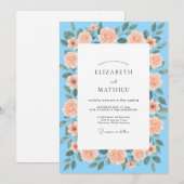 Invitation Mariage Peint Ciel Pêche (Devant / Derrière)
