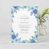 Invitation Mariage peint cobalt azur (Debout devant)