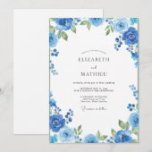Invitation Mariage peint cobalt azur (Devant / Derrière)