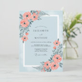 Invitation Mariage peint corail azur (Debout devant)