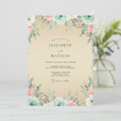 Invitation Mariage Peint Corail Champagne (Debout devant)