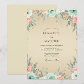Invitation Mariage Peint Corail Champagne (Devant / Derrière)