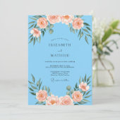 Invitation Mariage peint corail chaud ciel (Debout devant)