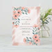 Invitation Mariage peint Coral Aqua (Debout devant)