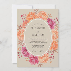 Invitation Mariage peint d'abricot magenta