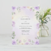 Invitation Mariage peint d'Améthyste et de Sauge (Debout devant)